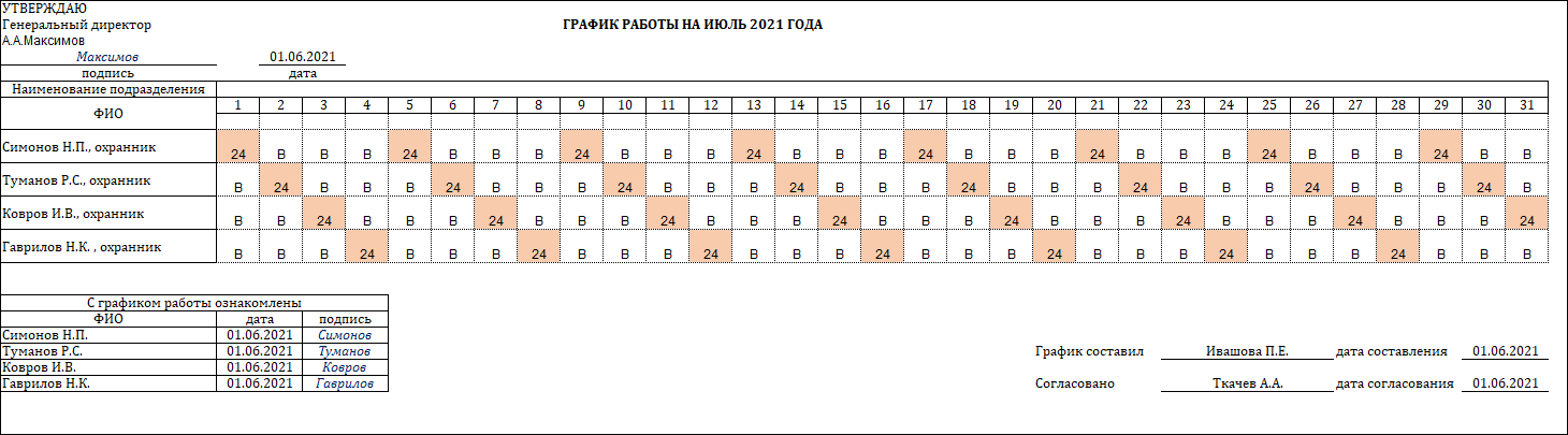 График работы 222