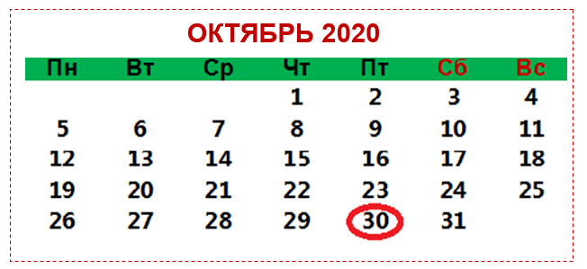 РСВ за 9 месяцев 2020 — срок сдачи